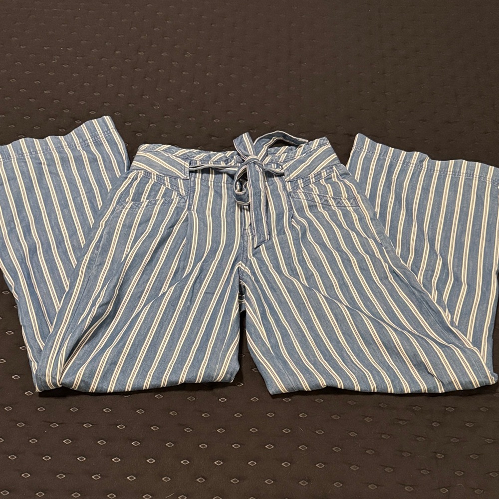 American Eagle Blue and White Striped Pants